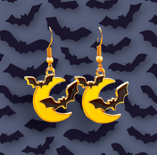 Halloween Bat Moon Earrings