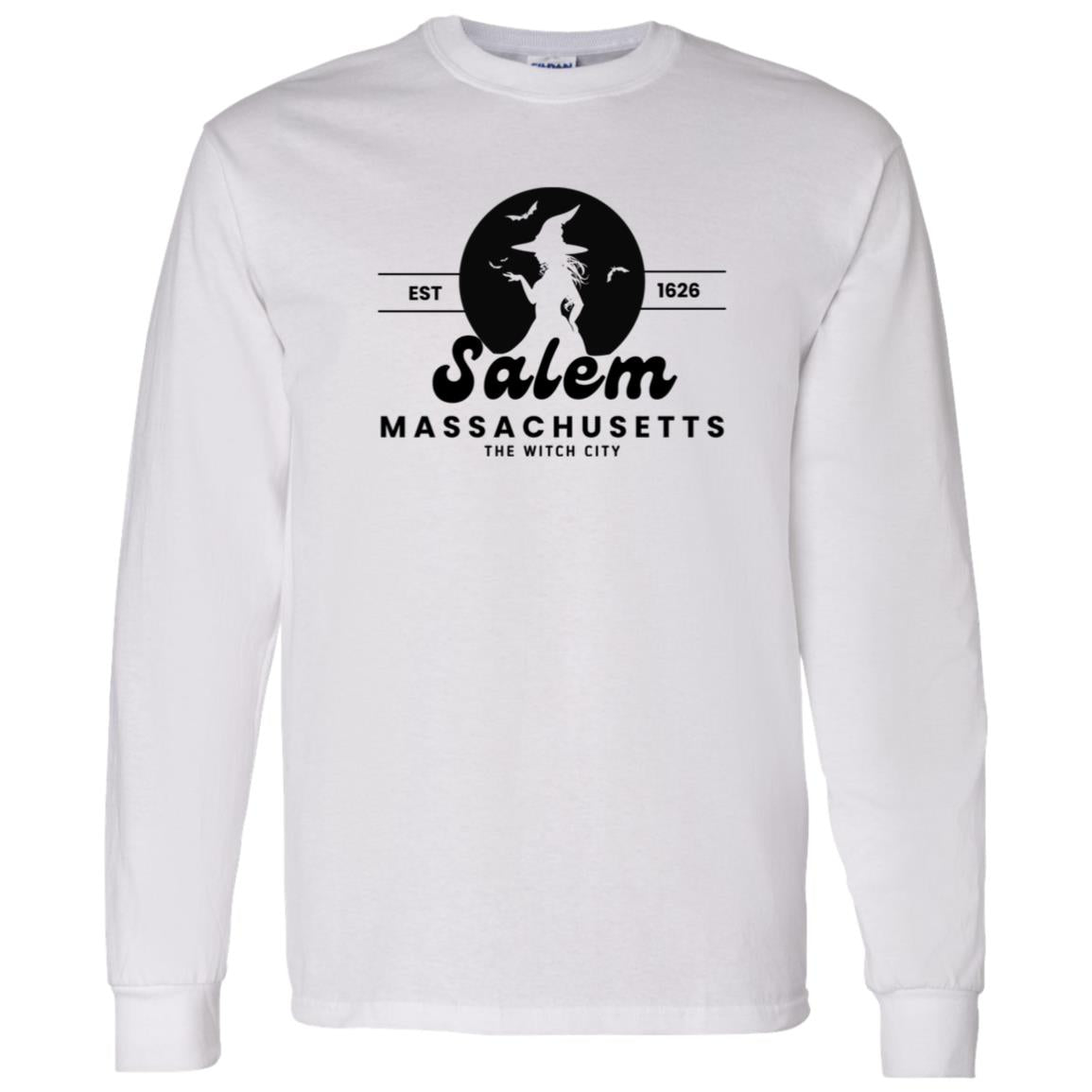 Salem Moon Witch Black Print Long Sleeve T-Shirt