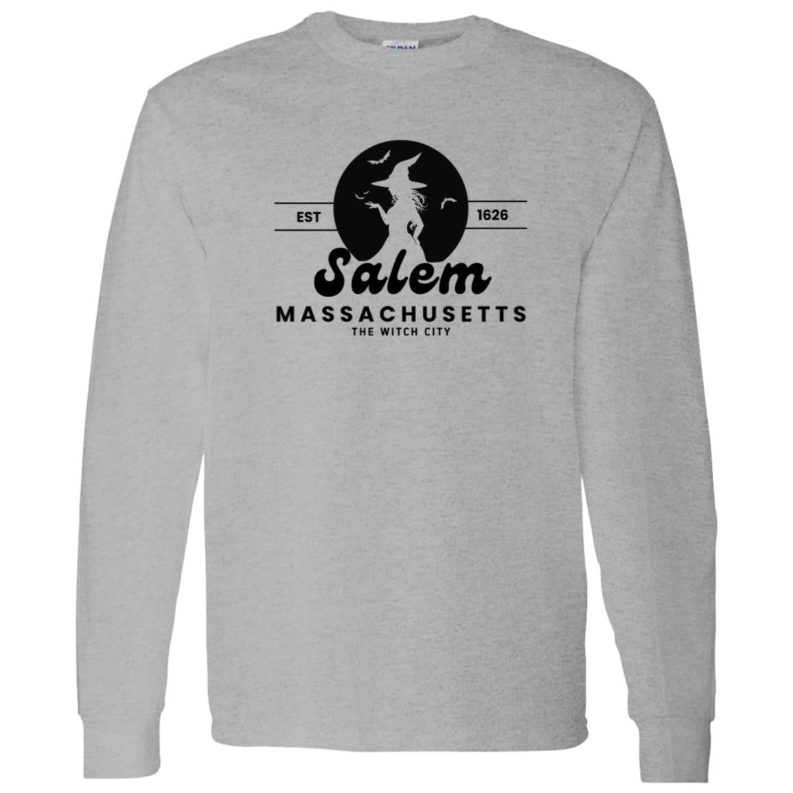Salem Moon Witch Black Print Long Sleeve T-Shirt